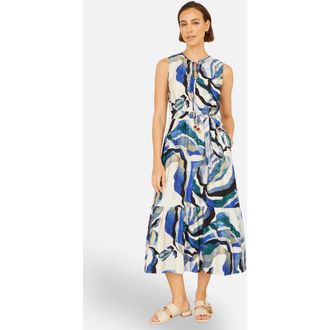 Yumi Swirl Print Midi Dress in Blue at Nordstrom, Size 20