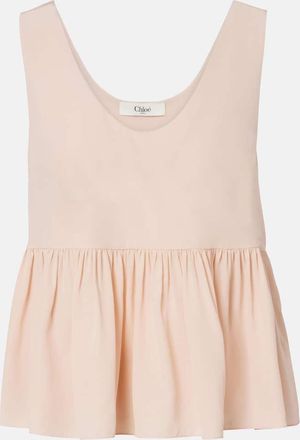 Chlo&eacute; Chlo&eacute; Peplum silk cr&ecirc;pe de chine top