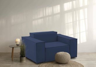 Talamo Italia Sill&oacute;n Cristiana, Sill&oacute;n, 100% Made In Italy, Sill&oacute;n Relax En Tela Tapizada, 160x95h70cm, Azul, Con Embalaje Reforzado - Talamo Italia