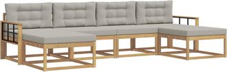 vidaXL Conjunto De Sof&aacute;s De Exterior 6 Uds. Blanco Y Gris Claro Vidaxl