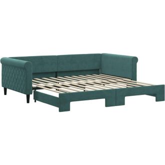 vidaXL Sof&aacute; Cama Nido Terciopelo Verde Oscuro 100x200 Cm Vidaxl
