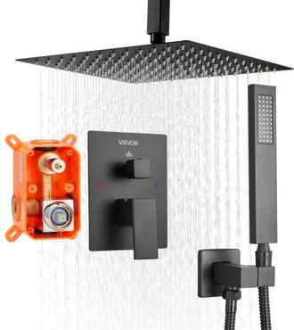 OEM Juego De Grifo De Ducha De Lluvia Con Cabezal De Ducha Cuadrado De 30,5 Cm Y Rociador De Mano, Grifer&iacute;a De Techo Con V&aacute;lvula De Lat&oacute;n Y Kit De Embelle