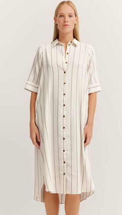 Bugatti Damen Overhemdjurk in linnenmix