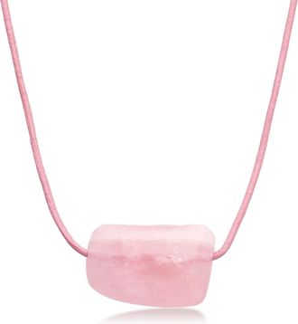 Ross-Simons Rose Quartz Bead Necklace With Adjustable Pink Leather Cord