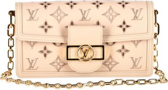 Louis Vuitton Louis Vuitton Dauphine East West Broderie Anglaise Handtas in Beige Kalfsleer