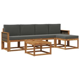 vidaXL Conjunto De Sof&aacute;s De Exterior 6 Pcs Natural Y Antracita Vidaxl
