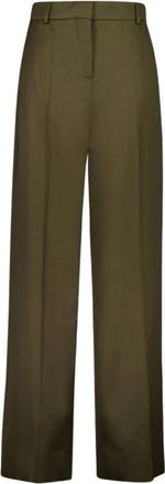 Stella McCartney Geplooide Straight-Leg Broek - Dames - Wijde Broeken - Groen - S - Wol - Broeken