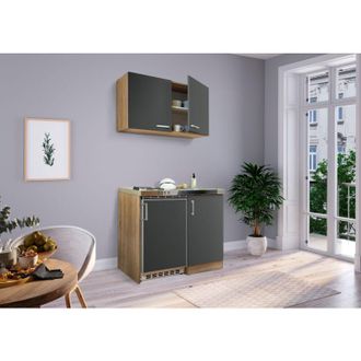 Respekta Cucina Minicucina Cucina singola Cucinino Dispensa Rovere Grigio Levin 100 cm Respecta