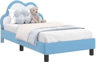 vidaXL Estructura De Cama Con Cabecera Azul 80 X 160 Cm Pu Vidaxl