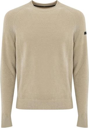Roberto Ricci Design Round-neck Knitwear, male, Beige, Size: XL Velvet Sweater Long Sleeve Ribbed Details