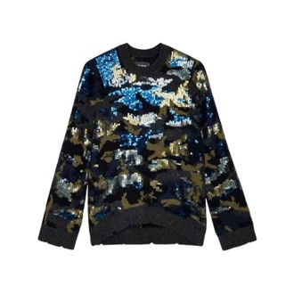 Zadig&Voltaire Truien & Vesten, Dames, Grijs, L, Wol, Cosmy Sequins Sweater