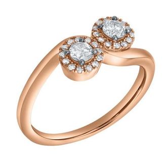 LuvMyJewelry Rosalita 0.50 Cts Natural Diamond Toi et Moi Halo 14K Gold Ring in 14K Rose Gold at Nordstrom, Size 7.5