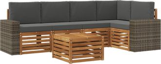 vidaXL Conjunto De Sof&aacute;s De Exterior 6 Uds. Natural Y Antracita Vidaxl