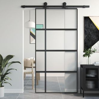 Berkfield Home Sliding Door Black 102.5x205 cm Tempered Glass & Aluminium