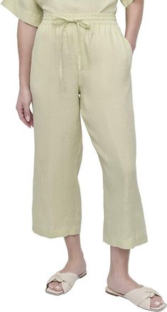 DKNY Dkny Pull On Straight Leg Linen Pant