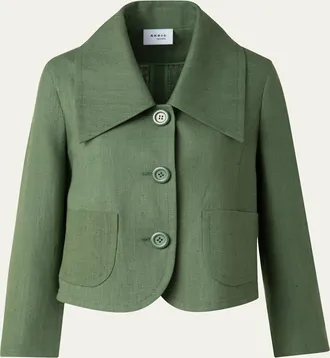 Akris Fitted Washed Raw Linen Jacket