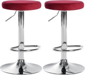 Clp Clp - Set De 2 Taburetes De Bar Ponte En Terciopelo Rojo Metal Cromado
