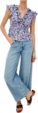 Rails Carmine V-Neck Top In Blue Blossom
