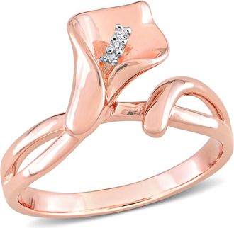 Mimi & Max Diamond Accent Calla Lily Ring in Pink Plated Sterling Silver