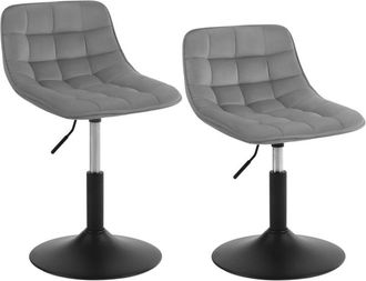 Woltu Woltu - 2x Breakfast bar stools Swivel Velvet Padded Seat Home chairs Cafe Seat Light Grey