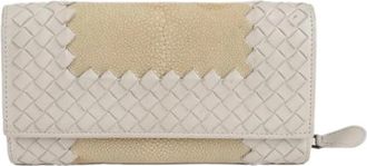 Bottega Veneta Pre-owned Wallets, female, Beige, Size: ONE SIZE Pre-owned Around Zip-Up Long Wallet