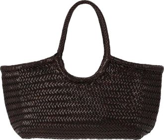 Dragon Diffusion Woven Rectangular Bag with Round Handles and Artisanal Detail