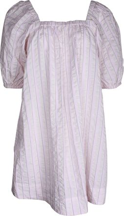 Ganni Ganni Striped Seersucker Night Dress in Pink Cotton