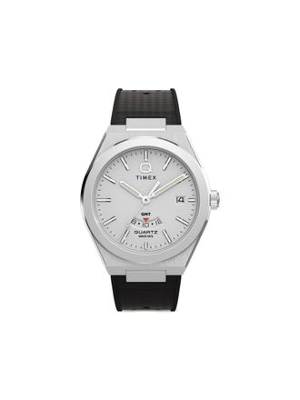 Timex Q Timex GMT 39mm - men - stainless steel/Rubber - OS - White