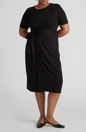 Universal Standard Delilah Tie Waist Midi Dress in Black at Nordstrom, Size 2Xl