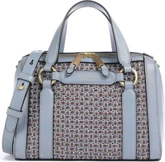 The Bridge Blue Handbag W/Shoulder Geometric Canvas Handbag