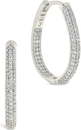 Sterling Forever Mallory Pav&egrave; Cubic Zirconia Hoop Earrings in Silver at Nordstrom