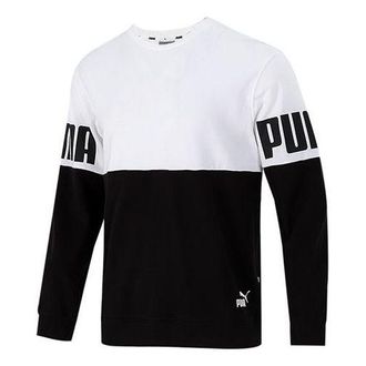 Puma Colorblock Alphabet Round Neck Pullover Black White 847722-02