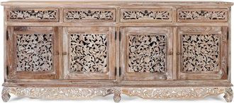 Giner&Colomer Aparador tallado a mano de teca maciza 4 puertas y 4 cajones