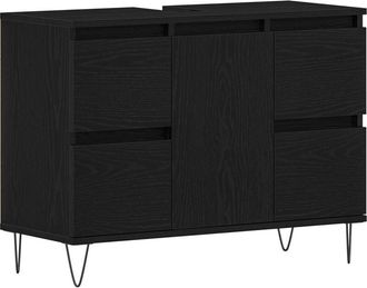 vidaXL Vidaxl - Bathroom Sink Cabinet Black Oak 80x33x60 cm Engineered Wood