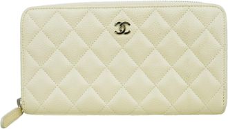 Chanel Ivory Grained Calfskin Long Wallet (Bi-Fold) (Pre-Owned)