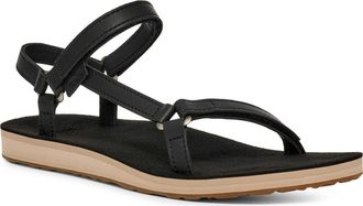 Teva Original Universal Slim Leather Sandal in Black /Tan at Nordstrom, Size 6