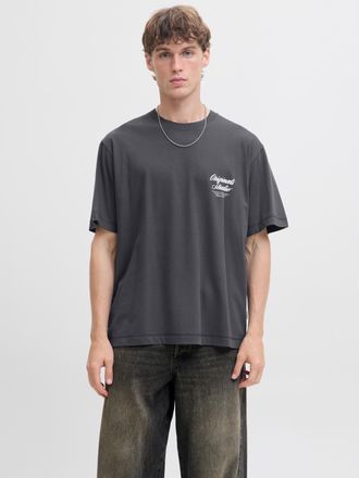 Jack & Jones Kurzarmshirt JACK & JONES JORNORREBRO TYPO TEE SS CREW NECK NOOS, Herren, Gr. XXL, asphalt, Jersey, Obermaterial: 100% Baumwolle, bedruckt, relaxed fi