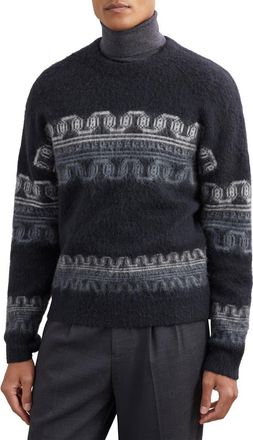 Reiss Lennox Pattern Wool & Alpaca Blend Sweater in Navy at Nordstrom, Size Xx-Large