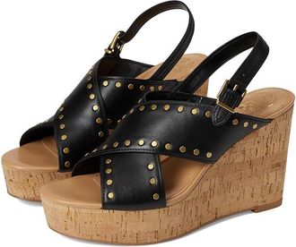 Vince Camuto Ellna Cross-band Wedge Sandals Womens Sandals Black : 9.5 M, Leather