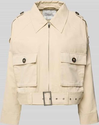 MY ESSENTIAL WARDROBE Jacke mit Pattentaschen und G&uuml;rtel Modell Lyon in Sand, Gr&ouml;&szlig;e 36