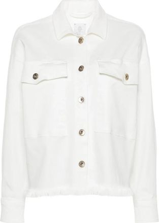 Eleventy Frayed Shirt - Dames - Spijkerjassen - Wit - L - Katoen - Jassen