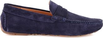 Desa Mens Suede Slip-Ons - Leather Lining, Synthetic Sole, Flat Heel | Dark Blue - 43