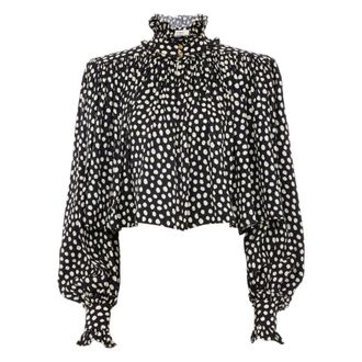 Chlo&eacute; Blouses, female, Black, Size: XS Maxi Gathered High-neck Top