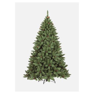 Dmora Dmora - Sapin De No&euml;l Stoccolma, Sapin Artificiel Extra &Eacute;pais, V&eacute;ritable Sapin Effet Pvc Avec Pommes De Pin Incluses, 362 Branches, Hauteur 120 Cm