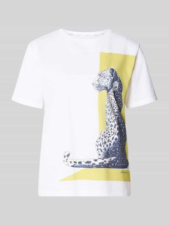 Marc Cain T-Shirt mit Motiv-Print und Rundhalsausschnitt in Weiss, Gr&ouml;&szlig;e 34