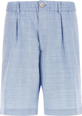 Brunello Cucinelli Blue Linen Bermuda Mens Shorts