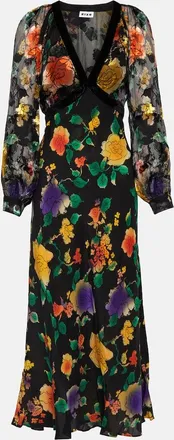 Rixo Floral silk midi dress