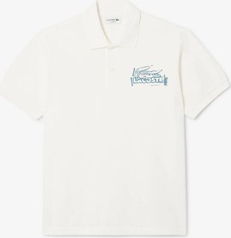 Lacoste Mens Classic Fit Printed L.12.12 Polo Shirt - Cream - Size: 46