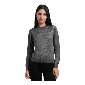 A|X Armani Exchange Truien & Vesten, Dames, Grijs, XL, Pullover met metallic viscose ronde hals