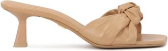 Kazar Schoenen, Dames, Beige, 41 EU, Leer, Beige muiltjes met een decoratieve knoop